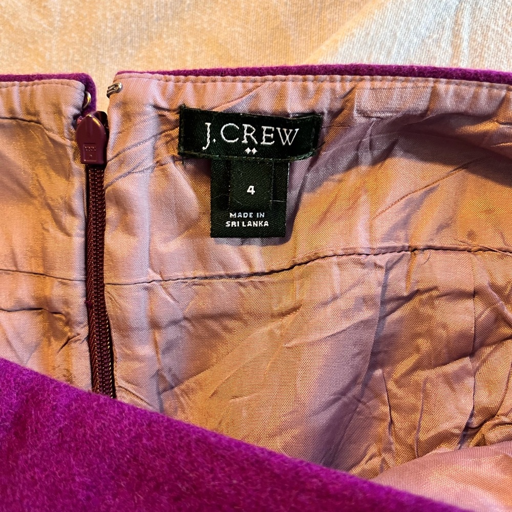J. Crew Purple Mini Skirt- Lined Wool HAS POCKETS!